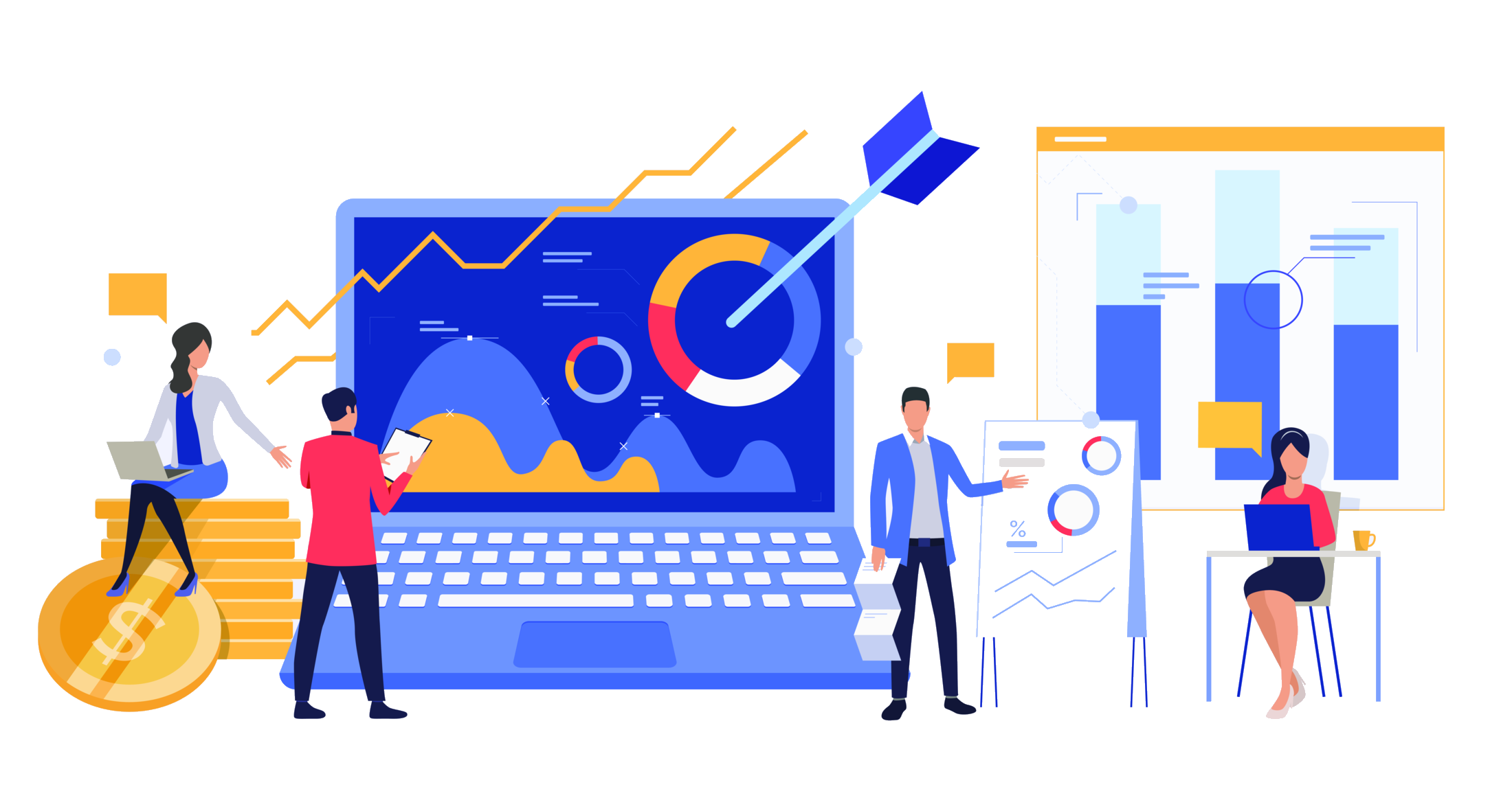 Team reviewing reports illustration