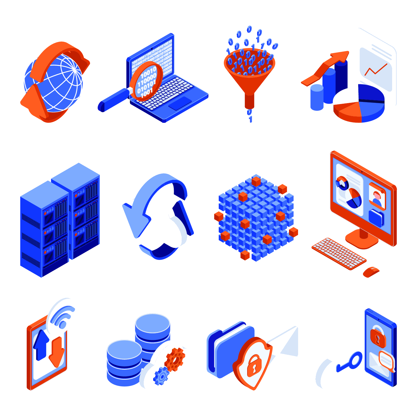 Big data analysis set illustration